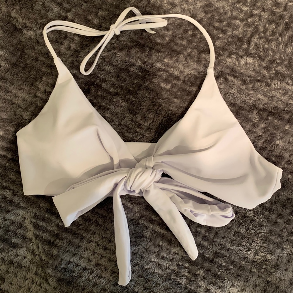 White front tie bikini top